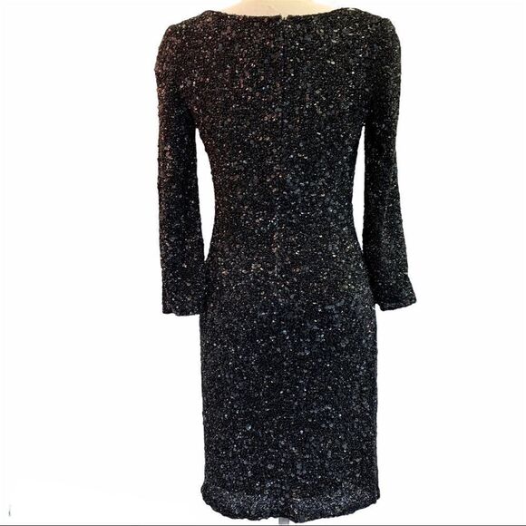 THEIA couture sequin sheath black dress sz 12 - Picture 4 of 11